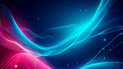 Wave background neon and lines pink and light blue