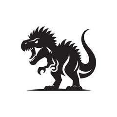 Dinosaur Vector Silhouette: A Majestic Silhouette Recalling the Era of Prehistoric Giants in Vector Form. Dinosaur black Illustration.