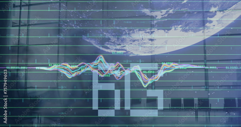 Poster image of 6g text, globe and financial data processing