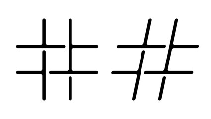 The hash symbol, black isolated silhouette
