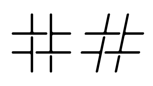 The hash symbol, black isolated silhouette