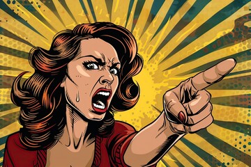 Woman Pointing at Camera With Evil Look