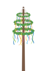 Fototapeten maypole with colorful ribbons isolated vector illustration © krissikunterbunt