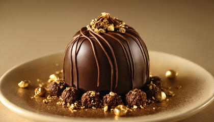 Chocolate truffles with nuts and chocolate chips on a plate