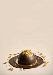 Chocolate truffles with hazelnuts, golden sprinkles and pistachios