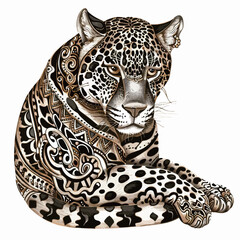 a black and white drawing of a leopard with the words leopard on it
