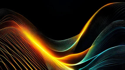 Foto op Plexiglas wave background neon and lines yellow, light blue and green © Liubov
