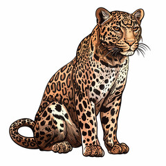 a drawing of a leopard with a colorful pattern on its back.