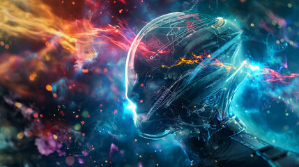 Softwareentwicklung von KI Person schaut auf digitales Display Hologramm Generative AI