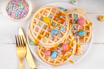 Easter breakfast sweet belgian waffles