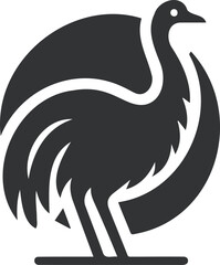 Naklejka premium Silhouette of an Elegant Bird Depicted in a Minimalist Black and White Design