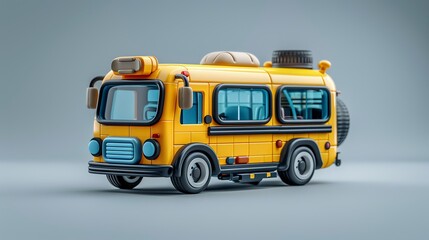 mini bus cartoon 3d minimal  background Generative AI