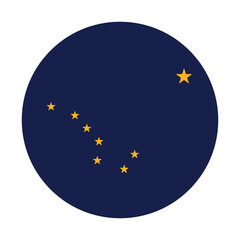 Alaska state flag vector icon design. Alaska State Circle flag. Round of Alaska flag. 
