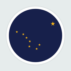 Alaska state flag vector icon design. Alaska State Circle flag. Round of Alaska flag. 
