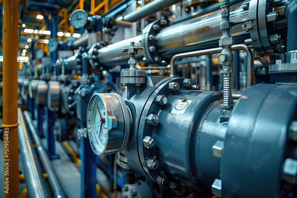 Aufkleber Diaphragm compressor. Liquid gas factory Liquefied oxygen production. Gas Factory. Generative AI.