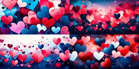 Design with red and red hearts on the background. Creative and attractive visual elements. Ideal for Valentine's Day or romantic themed projects.