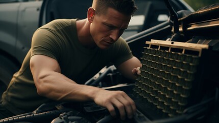 Professional mechanic replacing the air filter in a vehicle for optimal engine performance