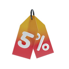 5 Percent Off 3D Icon Illustratrion
