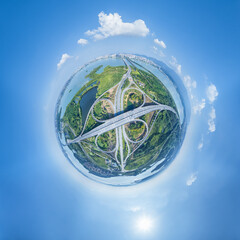 spherical panorama of city interchange overpass - 757957233