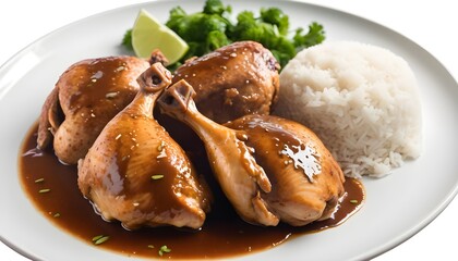 Chicken Adobo on pure white background