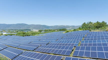 hillside solar photovoltaic panels panorama - 757957694