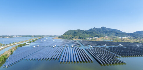 solar power station on water - 757957844