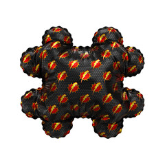 3D inflated balloon Hash/Pound Symbol/sign with red & yellow power lightning comic hero pattern black surface