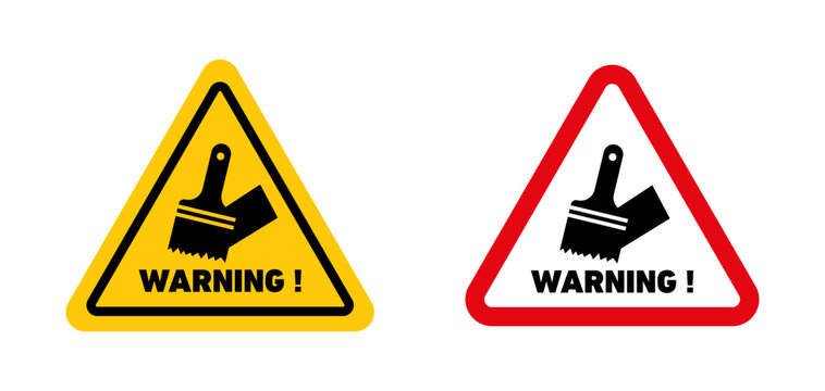 Wet paint sign. fresh paint safety caution warning sign in yellow and black color.