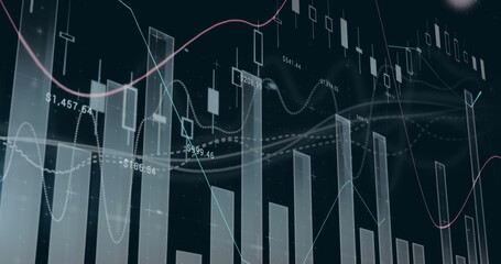 Image of multiple graphs with changing numbers over graphs against black background