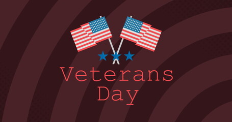 Image of veterans day text over brown stripes