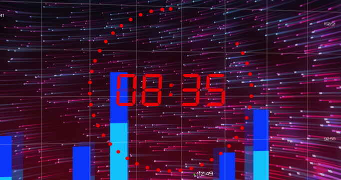 Image of diagrams and world map with countdown over shapes