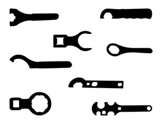 Wrench silhouette vector art white background