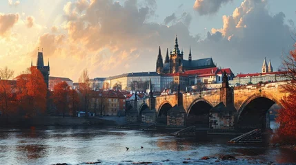 Foto op Aluminium Artistic illustration of Prague city. Czech Republic in Europe. © Joyce