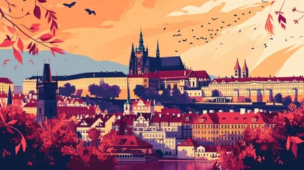 Zelfklevend Fotobehang Artistic illustration of Prague city. Czech Republic in Europe. © Joyce