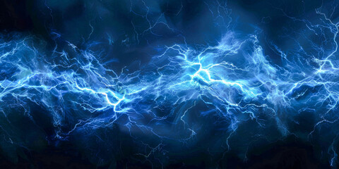 A vivid blue and black background with lightning bolts crossing, creating a striking and electrifying display of natures power and beauty