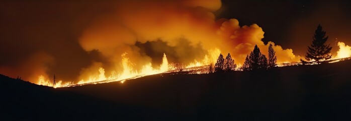 Wildfires at night 