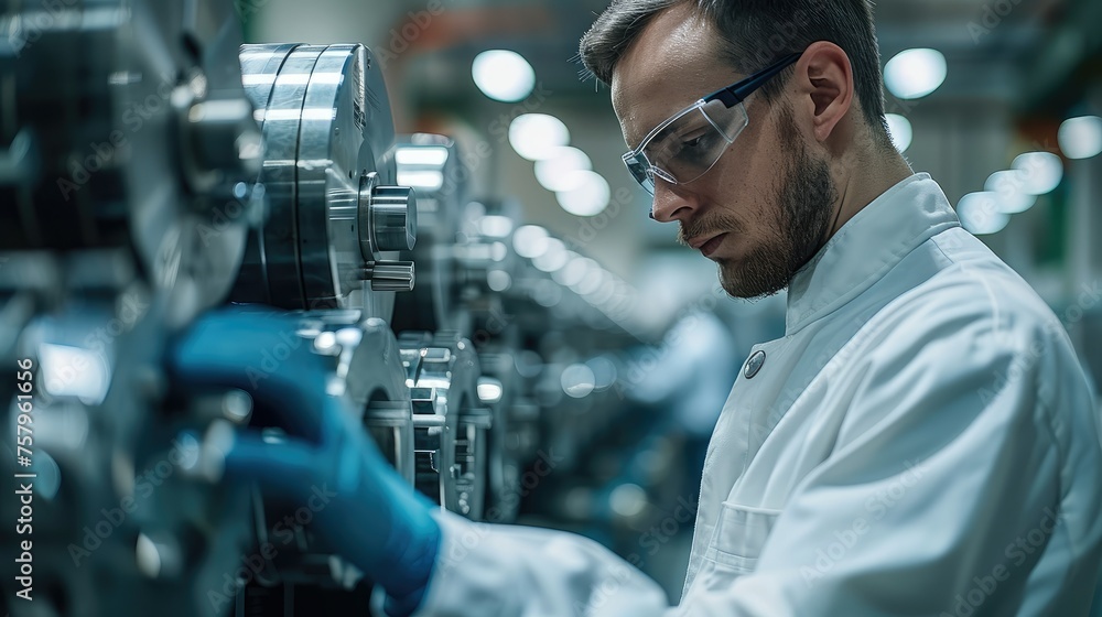 Aufkleber A staff within flow machinery are ready to serve in engineering design, prototyping and testing of various flow machinery. Generative AI.