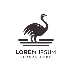 Fototapeta na wymiar Elegant Black and White Ostrich Logo Design for a Company Branding
