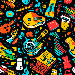 Seamless pattern. Waves of inspiration: Radio Day holiday