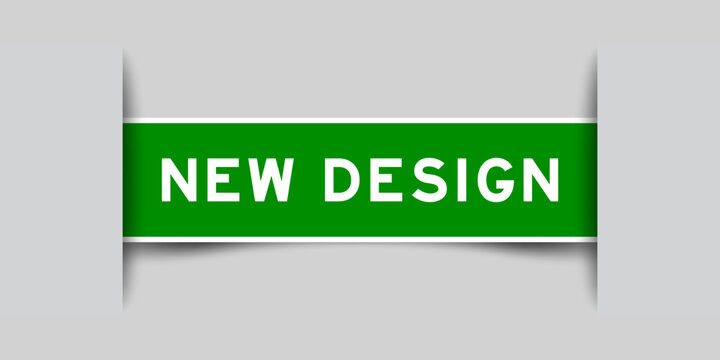 Green color square label sticker with word new design that inserted in gray background