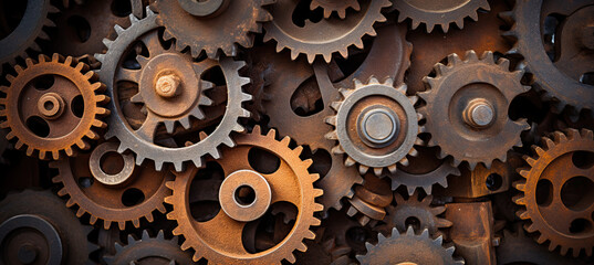 Rusty metallic gears and auto parts	