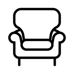 black vector armchair icon on white background