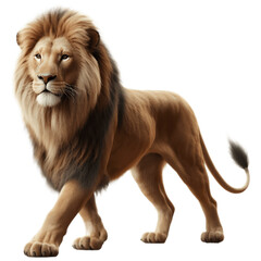 Obraz premium Powerful Lion PNG Illustration: Detailed Digital Artwork of Wildlife Majesty - Lion Transparent Background - Lion PNG Image 