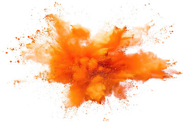 orange color pulver explosion isolated on white