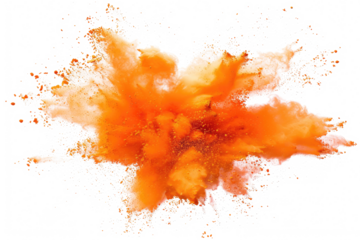 orange color pulver explosion isolated on white