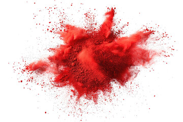 red color pulver explosion isolated on white