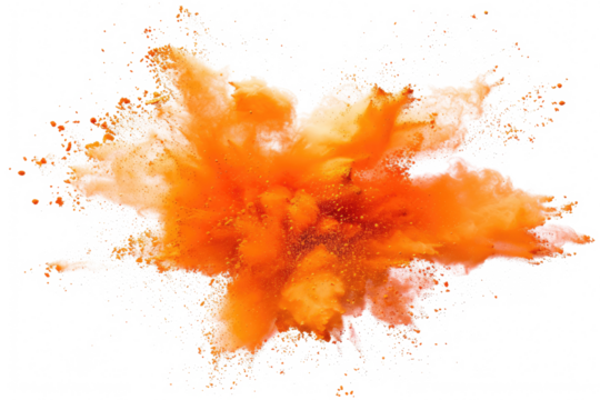 orange color pulver explosion isolated on white