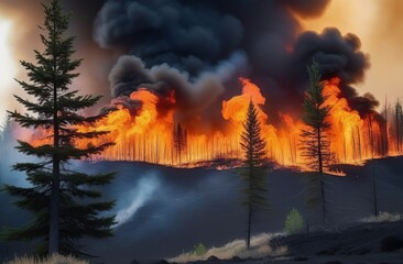 Forest fire in progress