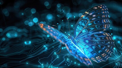 High tech digital butterfly futuristic style