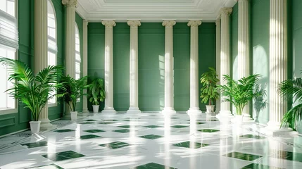 Fotobehang Classic green interior with pillars background © Mas